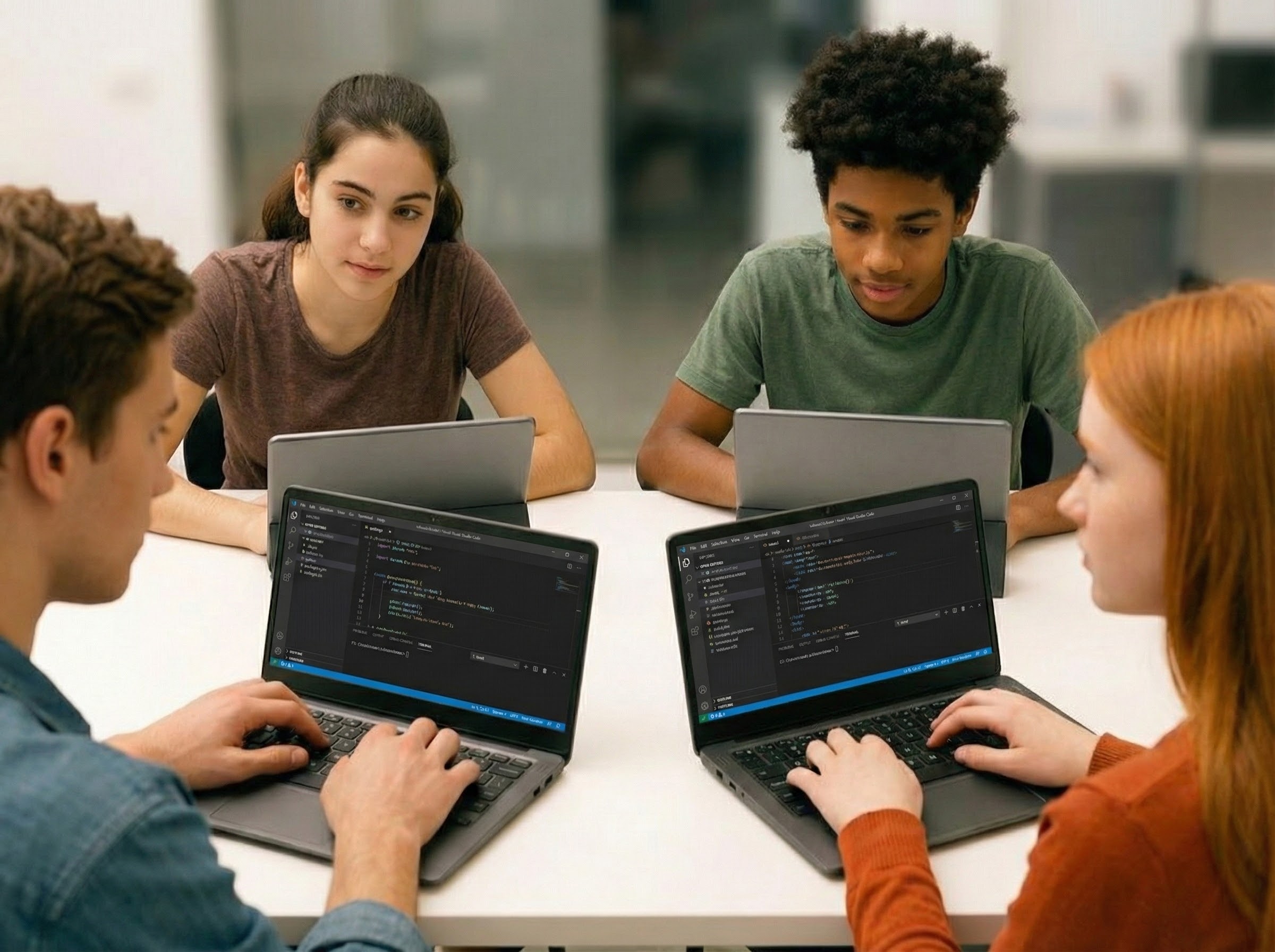 Students working in the classroom